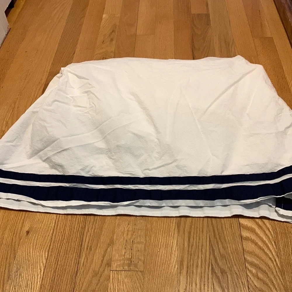 Pottery Barn Kids White and Navy Striped Crib Bedding Set